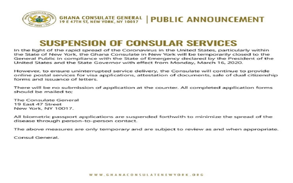 SUSPENSION OFCONSULAR SERVICES